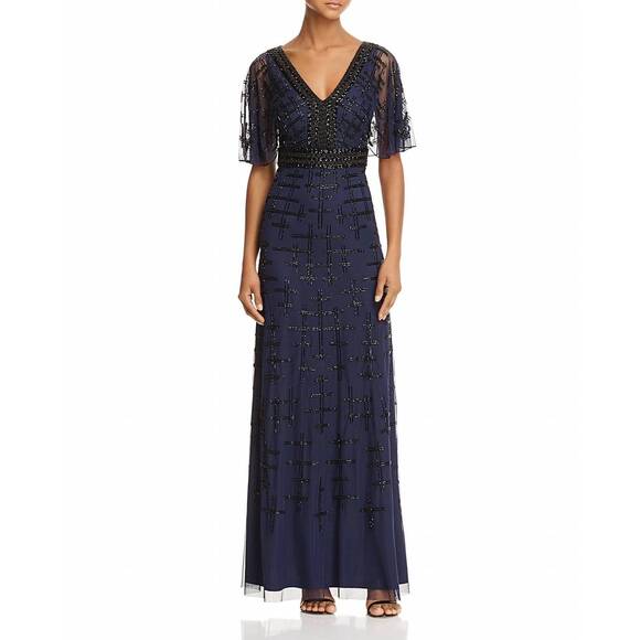 AIDAN MATTOX Dresses & Skirts - NEW AIDAN MATTOX v-neck cape sleeve embellished dress in twilight